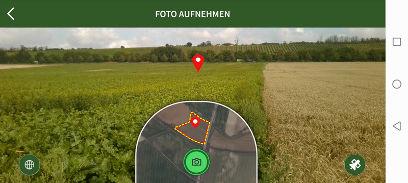 Screenshot von der Foto-Aufnahmefunktion in der LaFIS-GEOFOTO-App