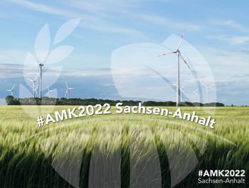 Getreidefeld mit Windrädern im Hintergrund als Einführung für Agrarministerkonferenz 2022 in Sachsen-Anhalt
