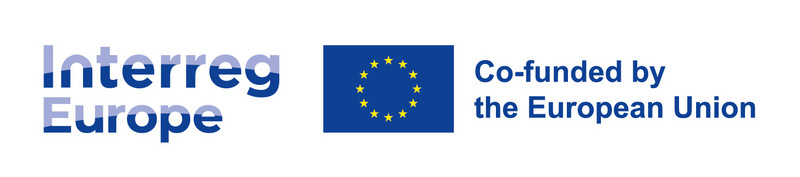Logo des Förderprogramms Interreg Europe mit der Flagge der Europäischen Union und dem Schriftzug "Co-fundet by the European Union"